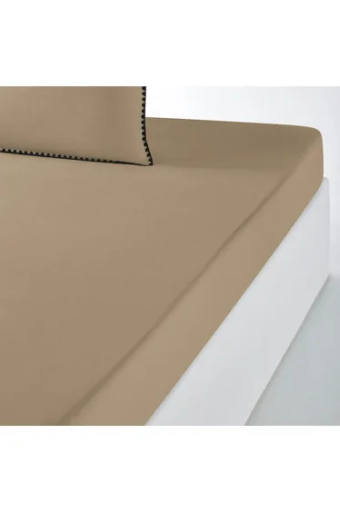 شرشف سرير قطن مغسول سادة بحواف مطاطية