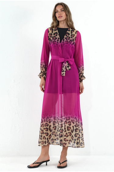 MSN Printed Maxi Chiffon Belted Cover-Up