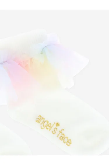 Angels Face Girls Frilly Socks in White