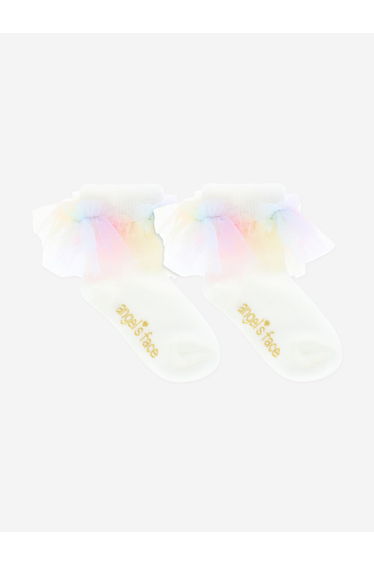 Angels Face Girls Frilly Socks in White