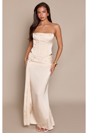 Cream Satin Lace Trim Corset
