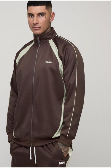 Tall Man Tricot Colour Block Funnel Neck Regular Fit Jacket