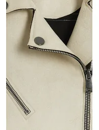 Girls Beige Zip Up Biker Jacket - 3