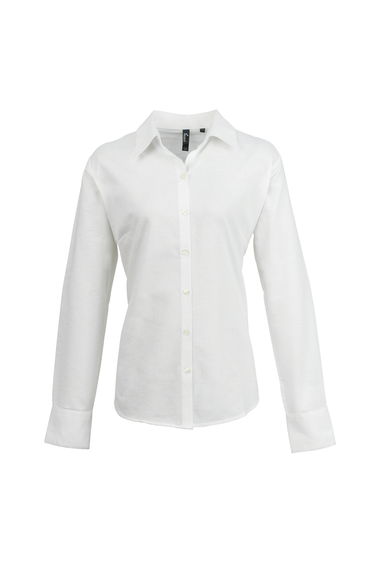 Premier Womens/Ladies Signature Oxford Long Sleeve Work Shirt - White