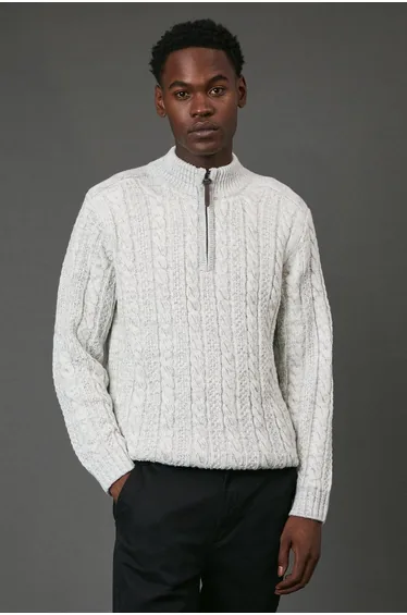 Chunky Cable Half Zip Knitted Jumper