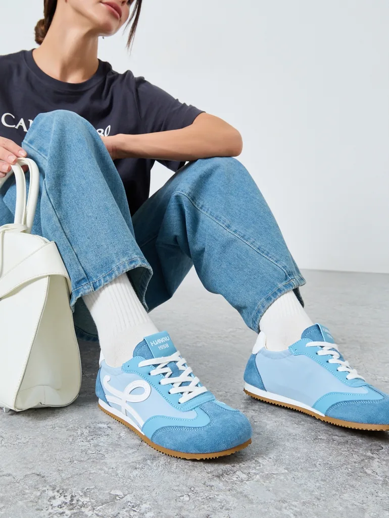 حذاء سنيكرز برباط - أزرق