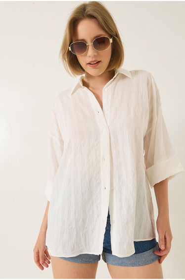 Women's Jacquard Half Sleeve Casual Shirt