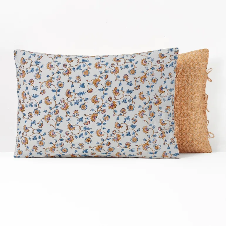 Indian Flower Washed Cotton Pillowcase - 2