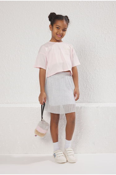 Gray Girl Glittery Mini Knitted Skirt