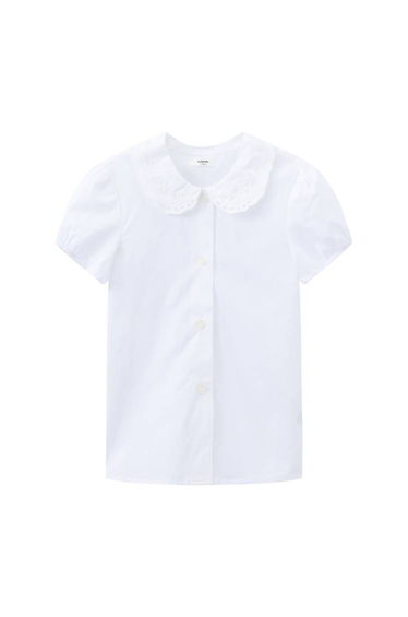 Girls' Lace Collar Short Sleeve Shirt