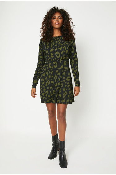 Puff Sleeve Fit And Flare Mini Dress