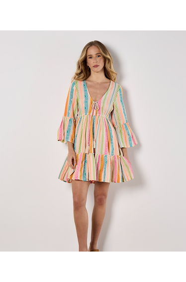 Colourful Pattern Woven Mini Dress