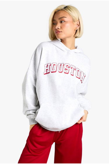 Houston Slogan Oversized Hoodie