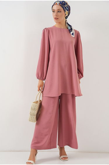 Ayrobin Tunic Trousers Bottom Top Set 6712 - Pink