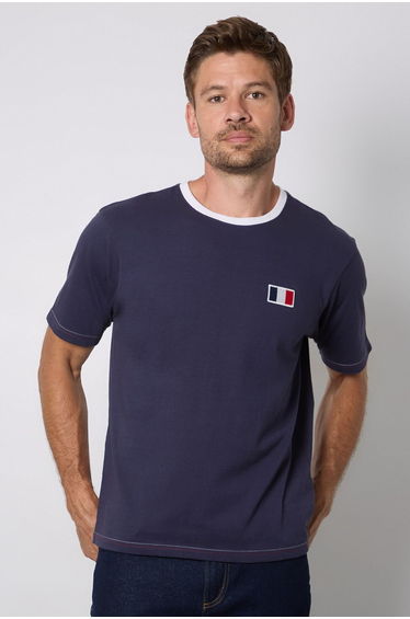 Navy France Print Crew Neck T-Shirt