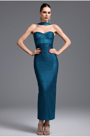 Hutuny Classic Contour Sleeveless Bandage Midi Dress