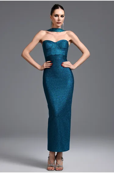 Hutuny Classic Contour Sleeveless Bandage Midi Dress