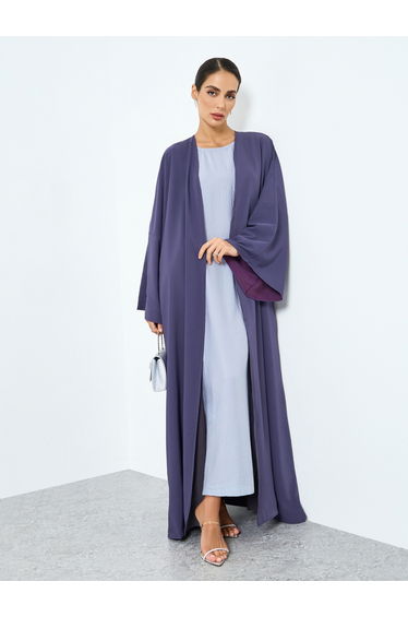 Women Purple Solid Long Sleeve Abaya