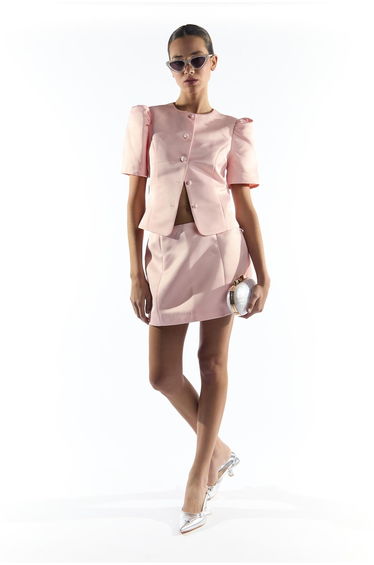 Light Pink Button Through Structured Blouse
