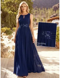 ever KALIA|Simple Sleeveless A-line Chiffon Bridesmaid Dress with Hollow Out Detail - 12