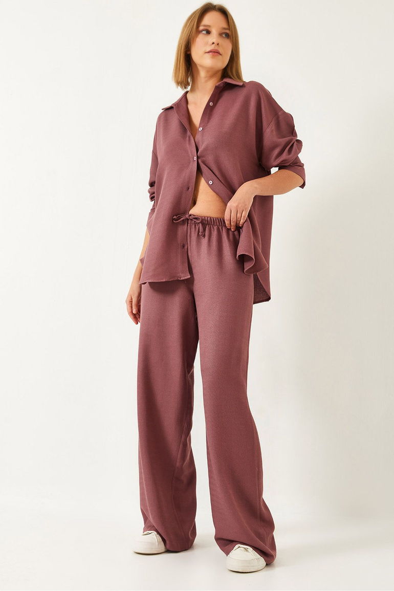 Women's Fishbone Fabric Bottom Top Set Bianco Lucci Purple : Co ...