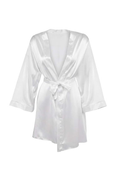 White 100% Polyester Plain Satin Woven Dressing Gown