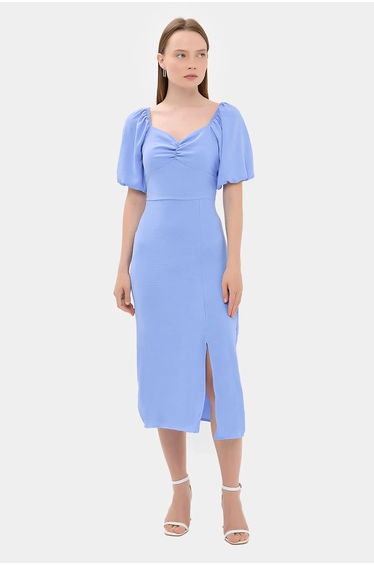 Sweetheart Neck Midi Dress with a Side Slit