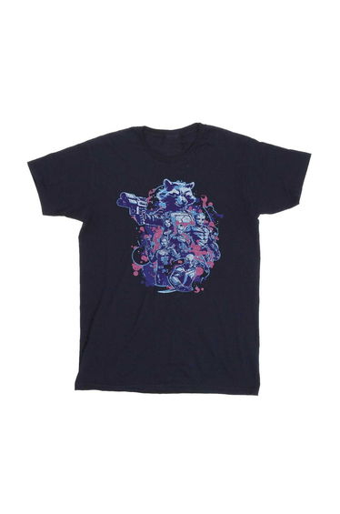 Guardians Of The Galaxy Volume 3 Girls Group Pose Cotton T-Shirt - Navy Blue