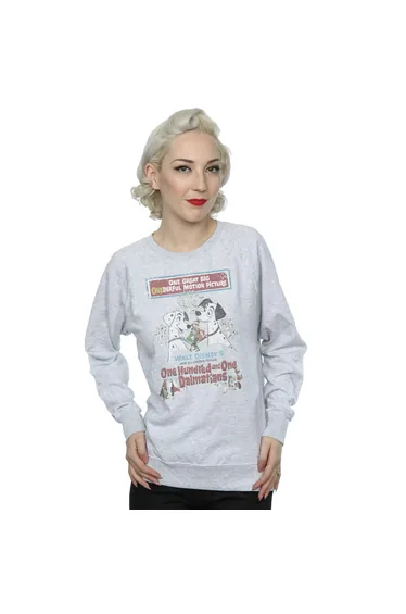 101 Dalmatians Womens/Ladies Retro Poster Sweatshirt - Heather Grey