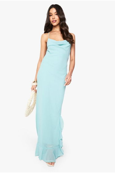 Chiffon Cowl Neck Maxi Dress