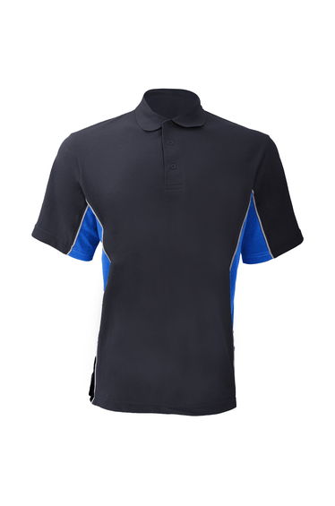Gamegear® Mens Track Pique Short Sleeve Polo Shirt Top - Navy/Light Blue/White
