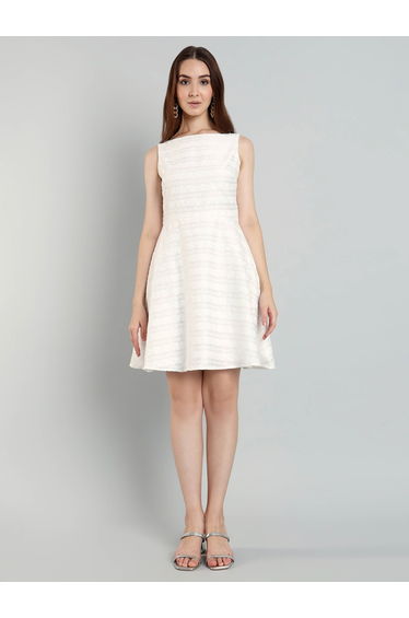 Women White Sleeveless A-Line Mini Dress