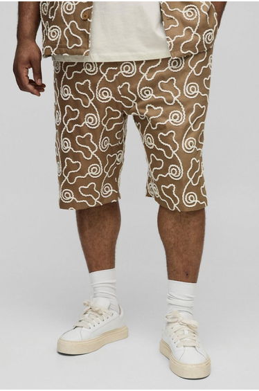 Plus All Over Embroidery Shorts