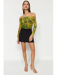 Multi Color Patterned Tulle Blouse - 2