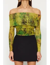 Multi Color Patterned Tulle Blouse - 3