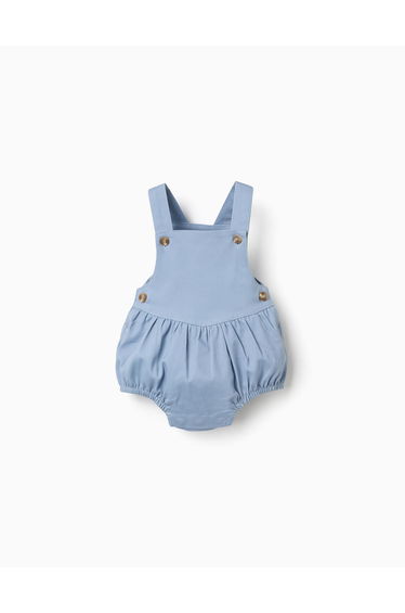 Cotton twill jumpsuit for newborn boys, light blue