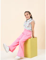 Girls Floral Ruffled Shirt and Pants Set - 4