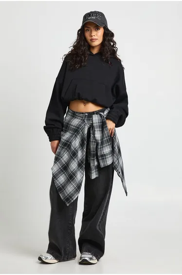 Shorter Length Hoodie - black