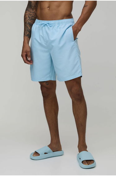 Long Length Swim Short - light blue