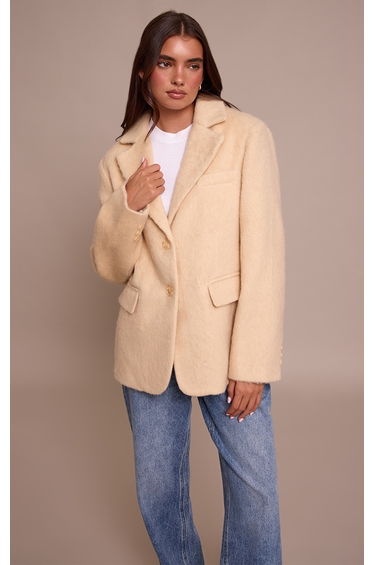 Buttercream Brushed Wool Look Oversized Blazer