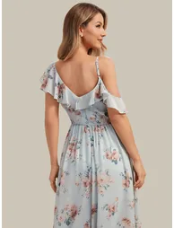 ever AIDA|Cold Shoulder Chiffon Ruffle Sleeve Bridesmaid Dress - 4