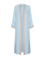 Blue Color Block Long Woven Cap & Abaya & Abaya - 6