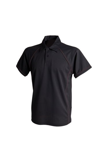 Finden & Hales Mens Piped Performance Sports Polo Shirt - Black/Black