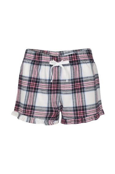 Skinnifit Womens/Ladies Tartan Shorts - White/Pink Check