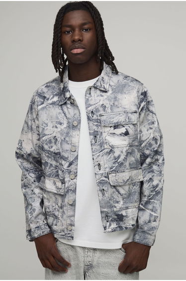 Regular Fit Forest Camo Overshirt - brown