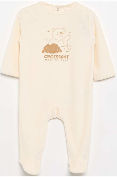 Velour Sleepsuit with Feet WHITE