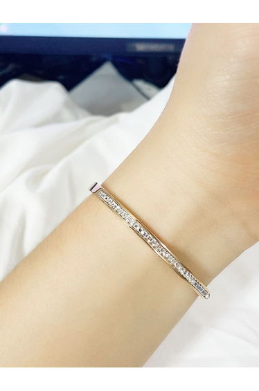 Gold Bangle with Crystals