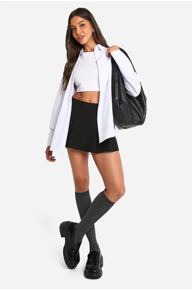 Oversized Fine Stripe Shirt - white