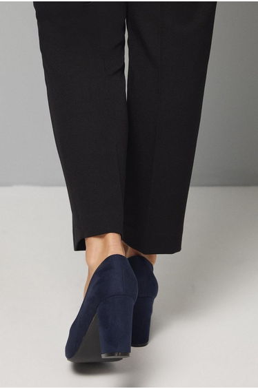 Good For The Sole: Wide Fit Exmoor Faux Suede Comfort Medium Block Heel Court Shoes product thumbnail 3