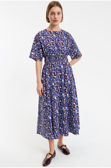 Floral Full Maxi Dress with Short Sleeves